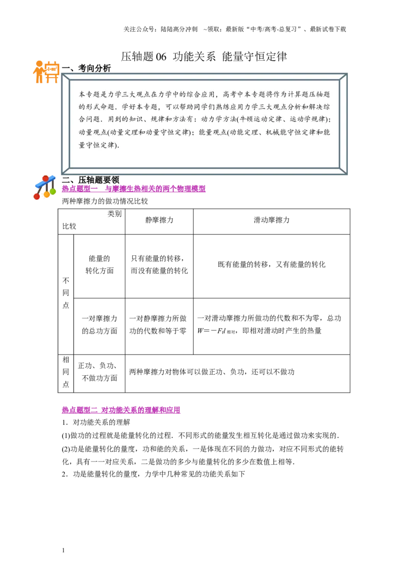 《压轴题06功能关系能量守恒定律（原卷版）_04-物理-高考总复习_二轮复习_2024年_2024年高考物理二轮复习高频考点追踪与预测（新高考专用）_重点压轴》第1页预览