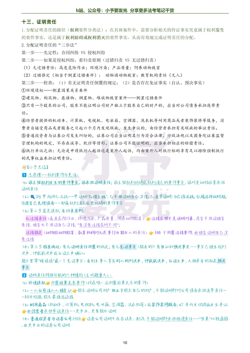 《26法考韩心怡民诉考前几页纸跟课笔记公众号：小予要发光_2026法考客观_觉-X_0026JX法考客观考前几页纸（讲义+视频）_法考2026客观题民诉韩心怡考前几页纸觉晓法考》第10页预览