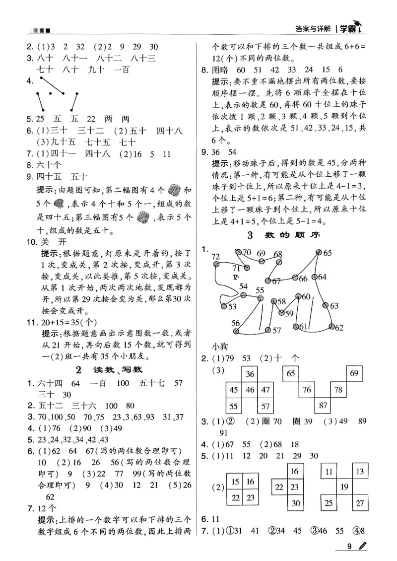 《2024春5星学霸1下数学（人教）答案_小学学霸专题系列资料包：包括五星学霸、学霸默写、学霸作业本等资料_2024春五星学霸_2024春五星学霸1下》第10页预览