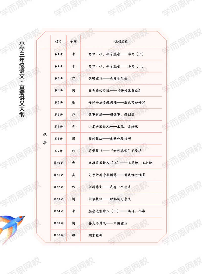 《2020秋上讲义大语文直播班三年级讲义-e92004c9c6f8_小学学而思全套_三年级全套_三年级直播课_2020年秋季课程三年级_2020年秋季课程三年级语文》第4页预览
