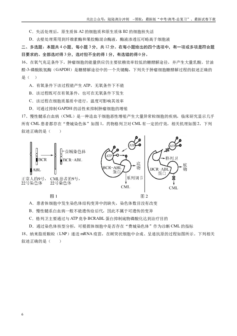 《信息必刷卷01（江苏专用）（学生版）_06-生物-高考总复习_专项复习_2025年_2025年高考考前必刷题（多地区）生物_2025年高考生物考前必刷卷（江苏专用）5套》第6页预览