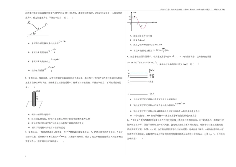 《信息必刷卷01（学生版A3）_04-物理-高考总复习_专项复习_2025年_2025年高考考前必刷题（多地区）物理_2025年高考物理考前必刷卷（云南专用）5套》第2页预览