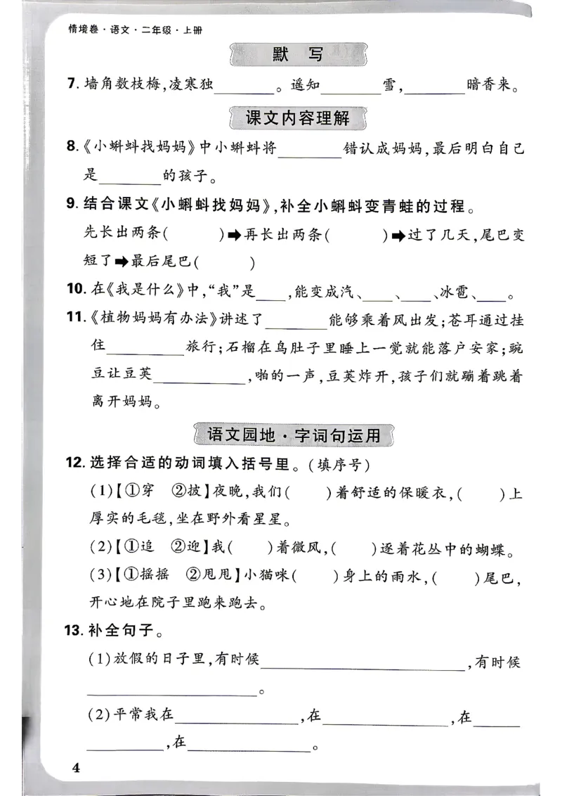 《2上语文小白哦情境卷期末过课本_2027版小学《小白鸥情境卷》1-5年级（语文）》第5页预览