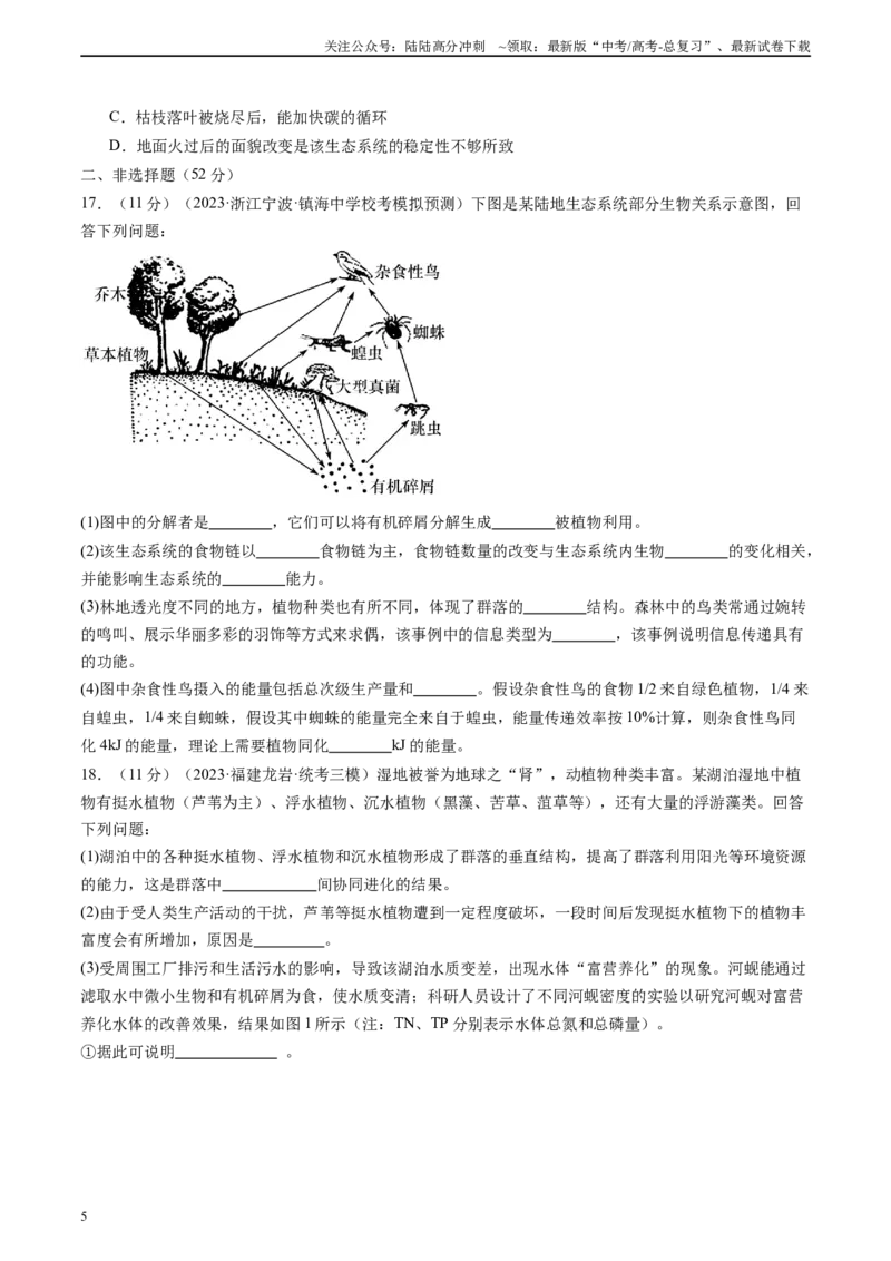 《单元检测卷九生态系统及其保护（解析版）_06-生物-高考总复习_一轮复习_2024年_2024年高考生物一轮复习精讲精练_资料》第5页预览