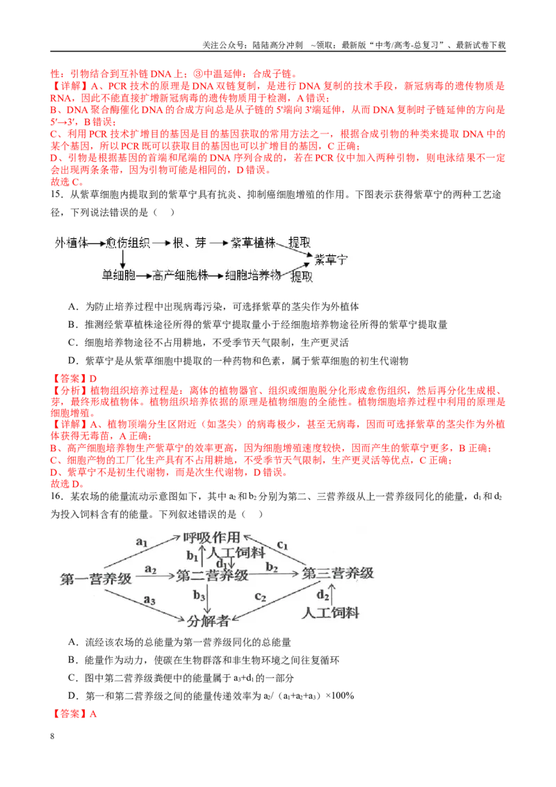 《信息必刷卷03（新高考通用）教师版_06-生物-高考总复习_专项复习_2025年_2025年高考考前必刷题（多地区）生物_2025年高考生物考前必刷卷（新高考通用）5套》第8页预览