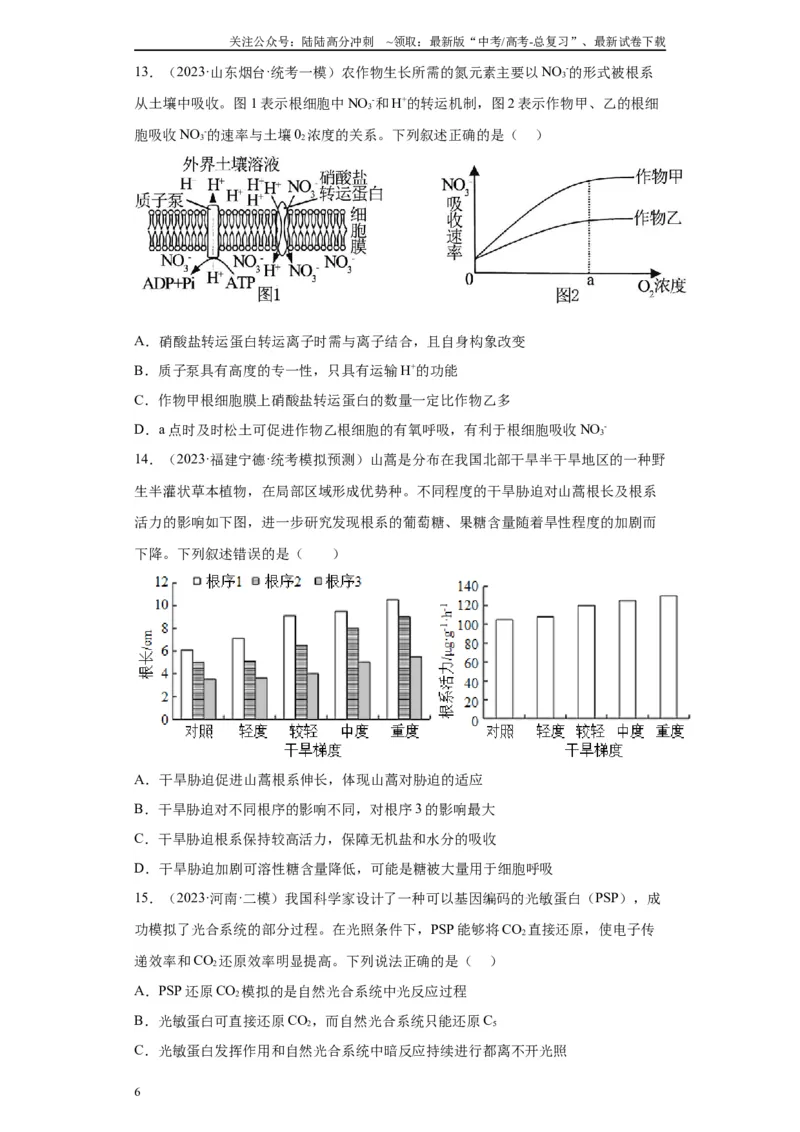 《单元检测卷二细胞代谢（原卷版）_06-生物-高考总复习_一轮复习_2024年_2024年高考生物一轮复习精讲精练_资料》第6页预览