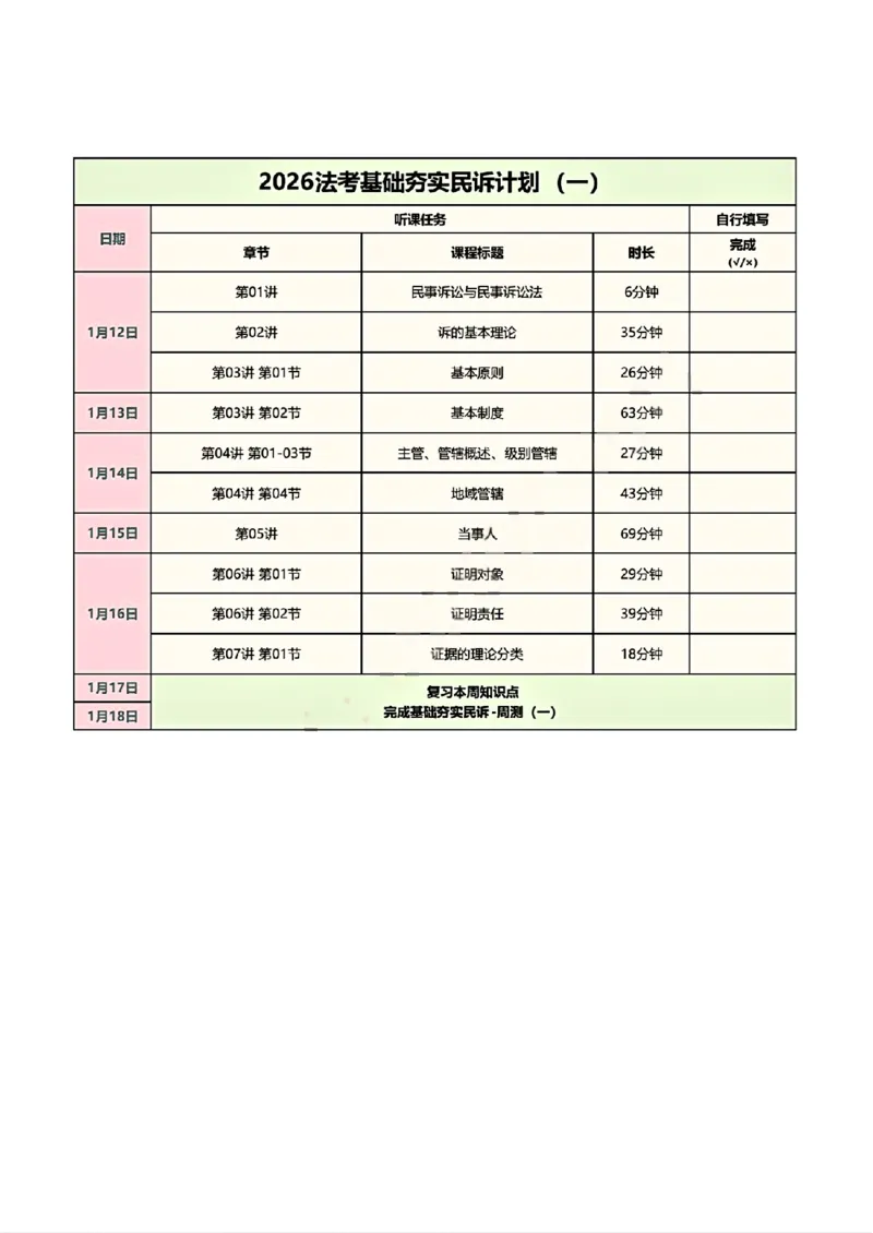 《2026法考民诉基础夯实学习计划_2026法考客观_众-H_2026法考内部基础夯实合集视频+讲义+学习计划+周测_民诉法-戴鹏内部基础夯实视频+讲义+学习计划》第1页预览