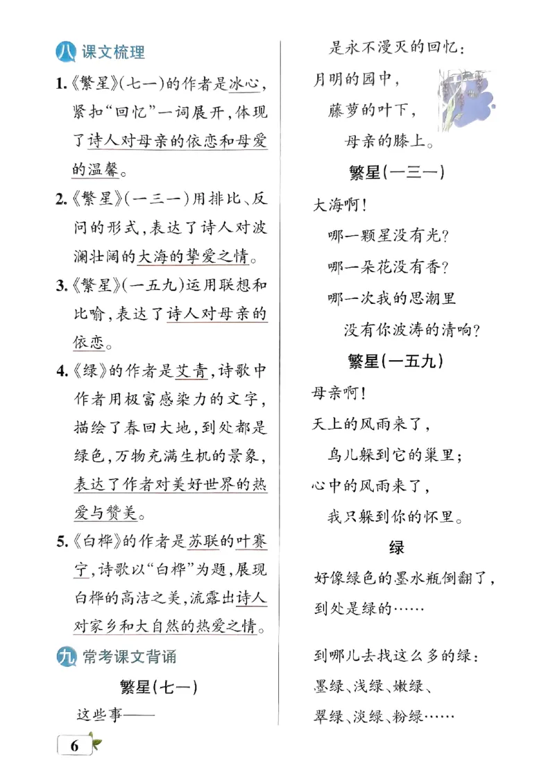《2024春学霸单元期末标准卷4下语文-考前必背知识手册_小学学霸专题系列资料包：包括五星学霸、学霸默写、学霸作业本等资料_学霸单元期末卷2024春_学霸单元期末标准卷4年级》第8页预览