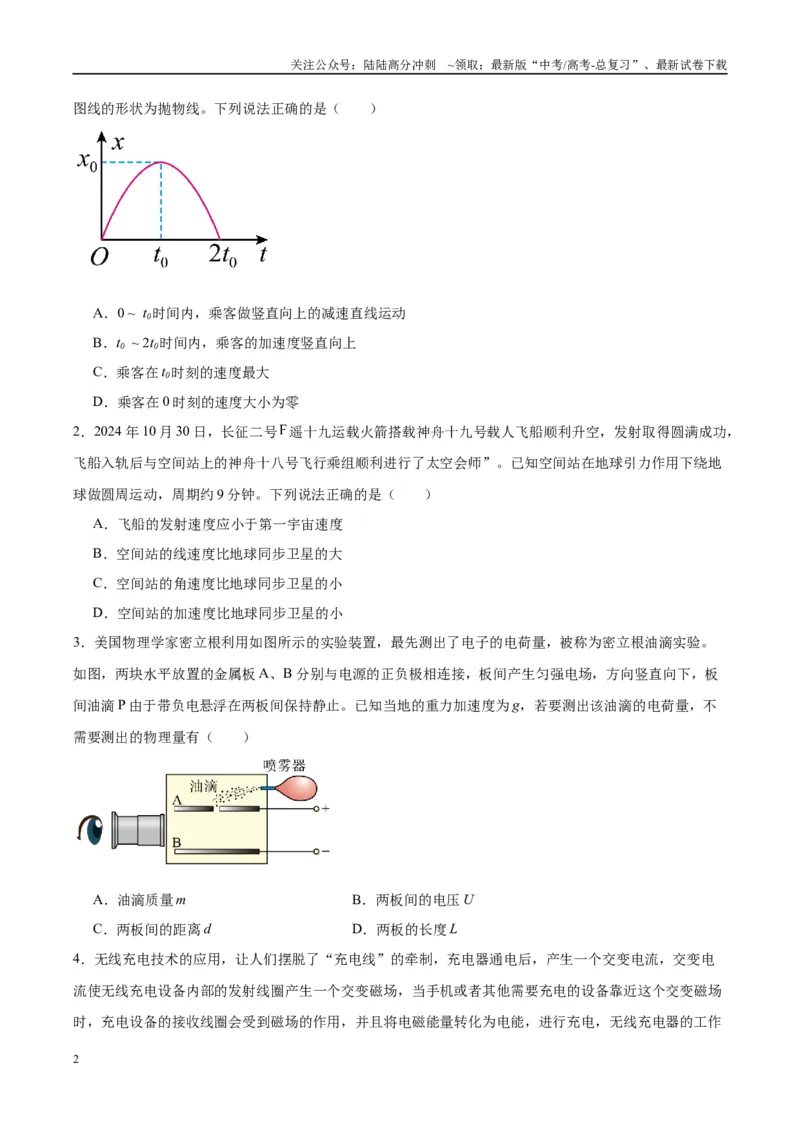 《信息必刷卷04（原卷板）_04-物理-高考总复习_专项复习_2025年_2025年高考考前必刷题（多地区）物理_2025年高考物理考前必刷卷（云南专用）5套》第2页预览