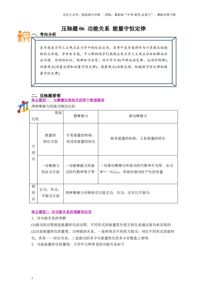 《压轴题06功能关系能量守恒定律（解析版）_04-物理-高考总复习_二轮复习_2024年_2024年高考物理二轮复习高频考点追踪与预测（新高考专用）_重点压轴》第1页预览