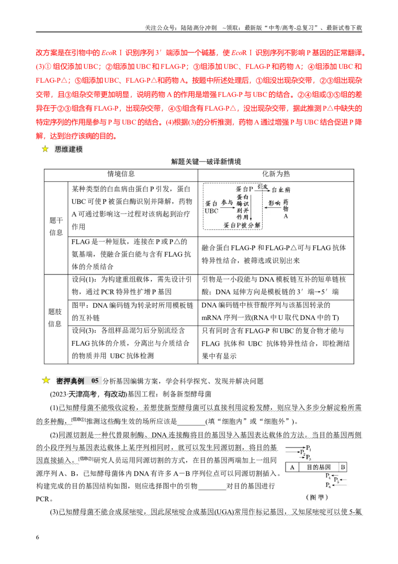 《压轴题05生物技术与工程（教师版）_06-生物-高考总复习_专项复习_2024年_2024年高考生物压轴题专项训练（新高考通用）》第6页预览