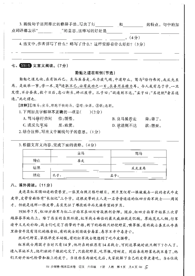 《统编版语6年级下册《王朝霞期末活页卷》（24春）_小学语文精品试卷合集（1-6年级下册）_《期末活页卷》》第5页预览