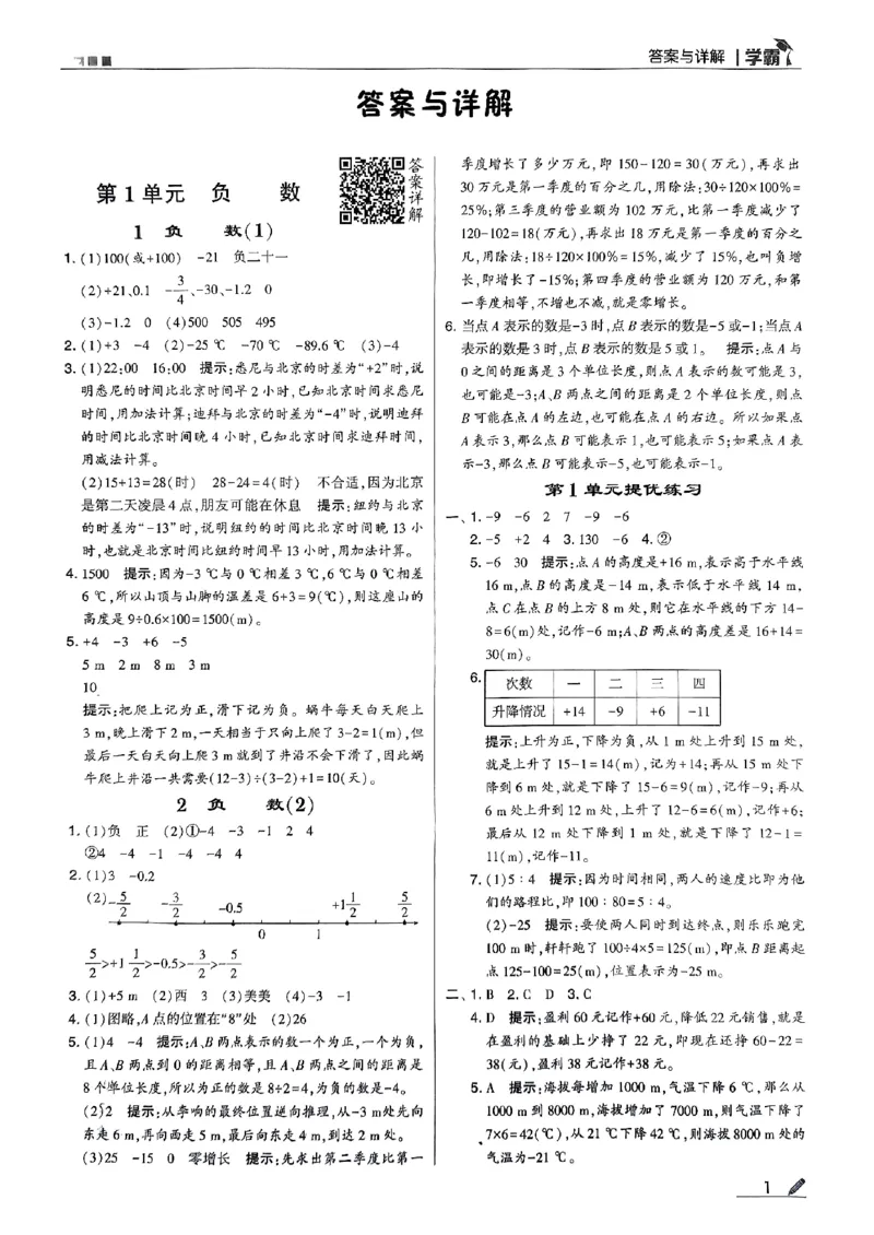 《2024春5星学霸6下数学（人教）答案_小学学霸专题系列资料包：包括五星学霸、学霸默写、学霸作业本等资料_2024春五星学霸_2024春五星学霸6下》第2页预览