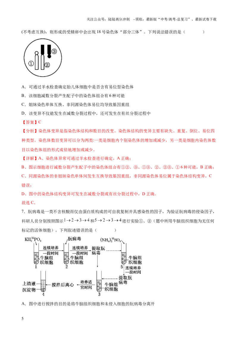 《仿真模拟预测卷02（新高考通用）（解析版）_06-生物-高考总复习_三轮冲刺_大题精做冲刺2025年高考生物大题突破+限时集训（新高考通用）》第5页预览
