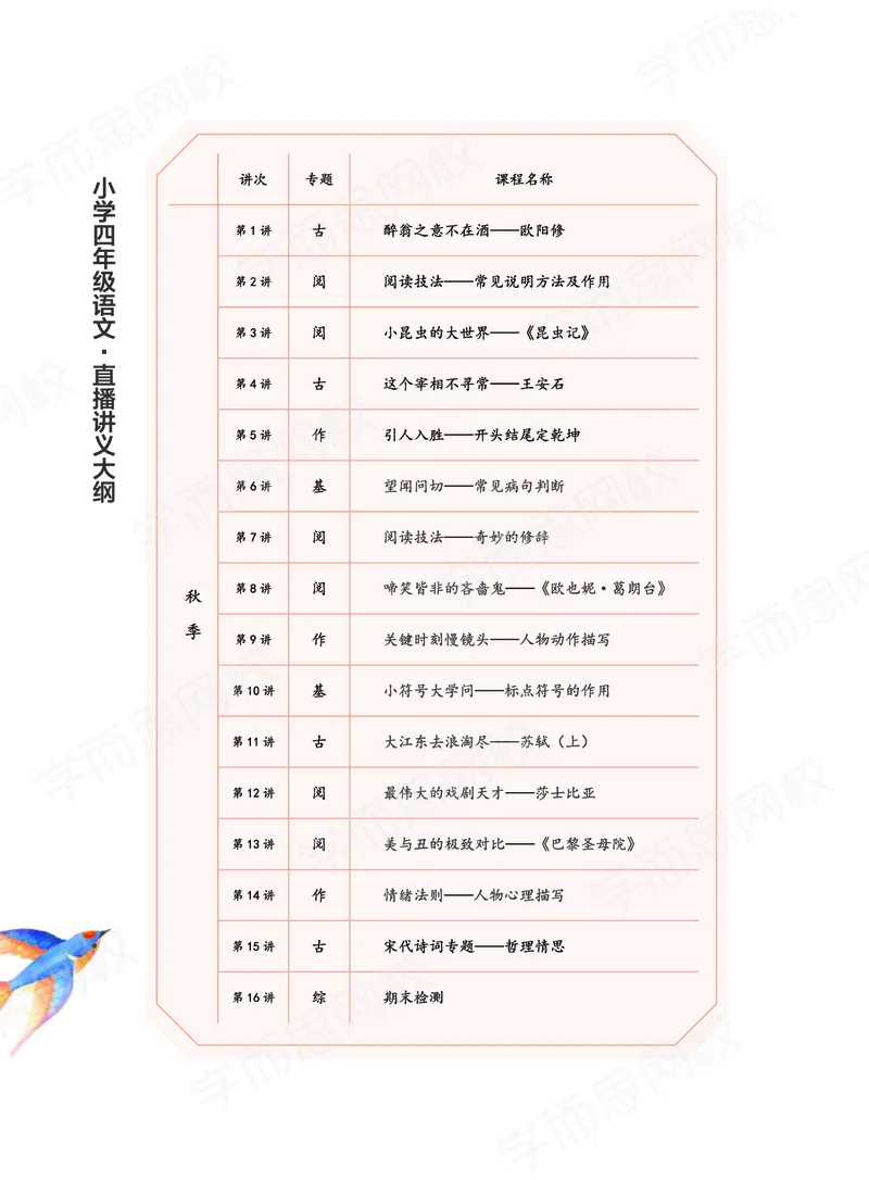 《2020秋下讲义四年级大语文直播班讲义-ce4241cac514_小学学而思全套_四年级全套_四年级2020年暑-2021年的直播课_2020年秋季课程四年级_2020年秋季课程四年级语文》第4页预览