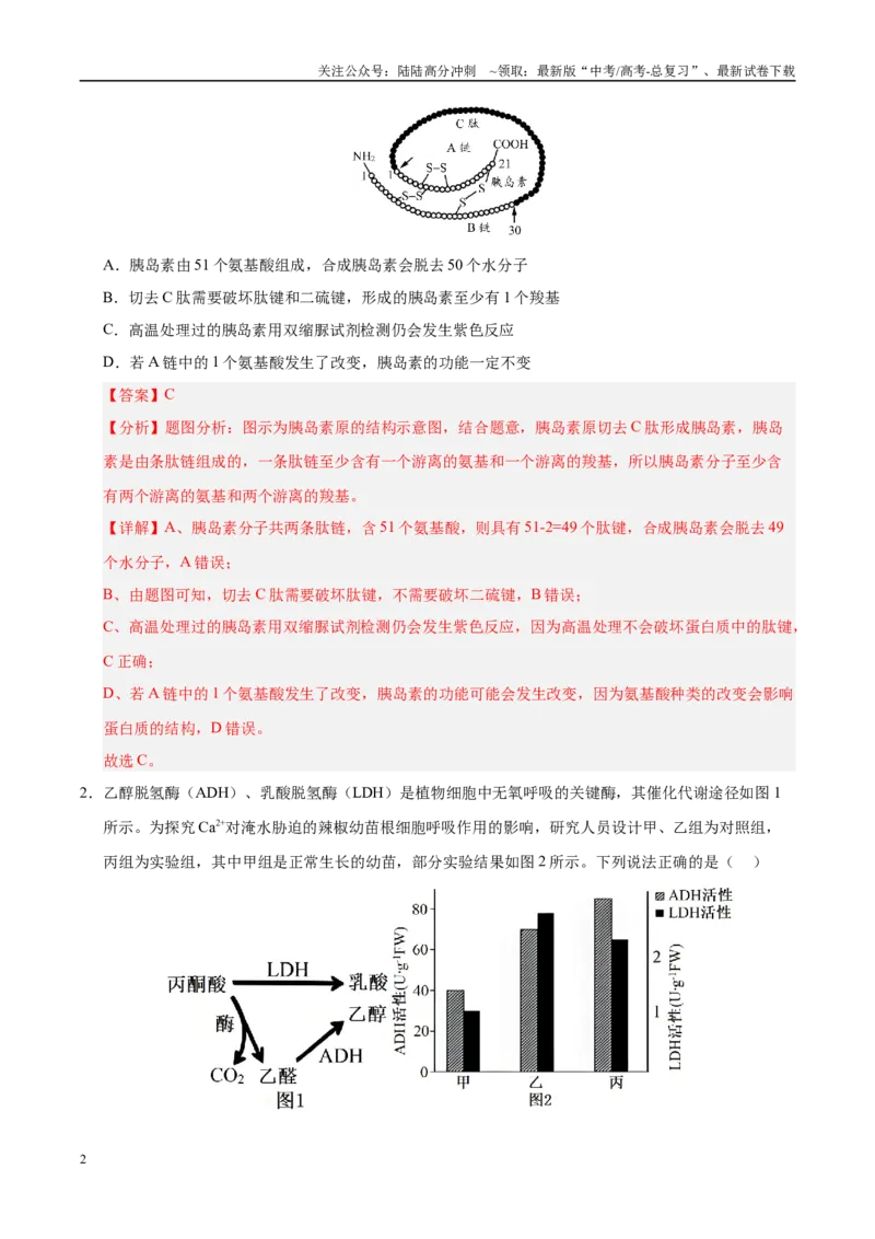 《信息必刷卷03（陕西、山西、宁夏、青海专用）（教师版）_06-生物-高考总复习_专项复习_2025年_2025年高考考前必刷题（多地区）生物》第2页预览