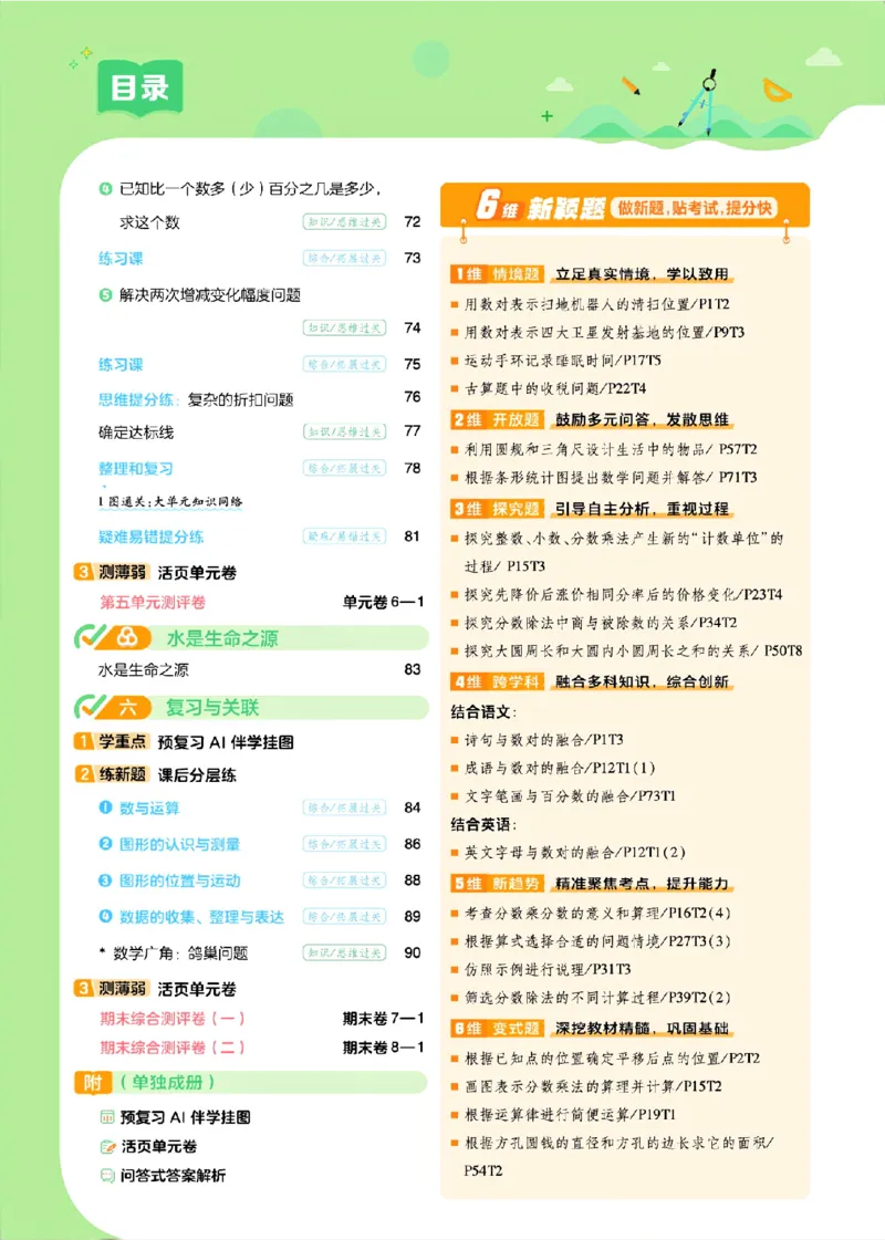 《26秋一遍过数学人教版6年级上-主书_2027版小学《一遍过+活页单元卷》356年级上册（数学）（人教）》第5页预览