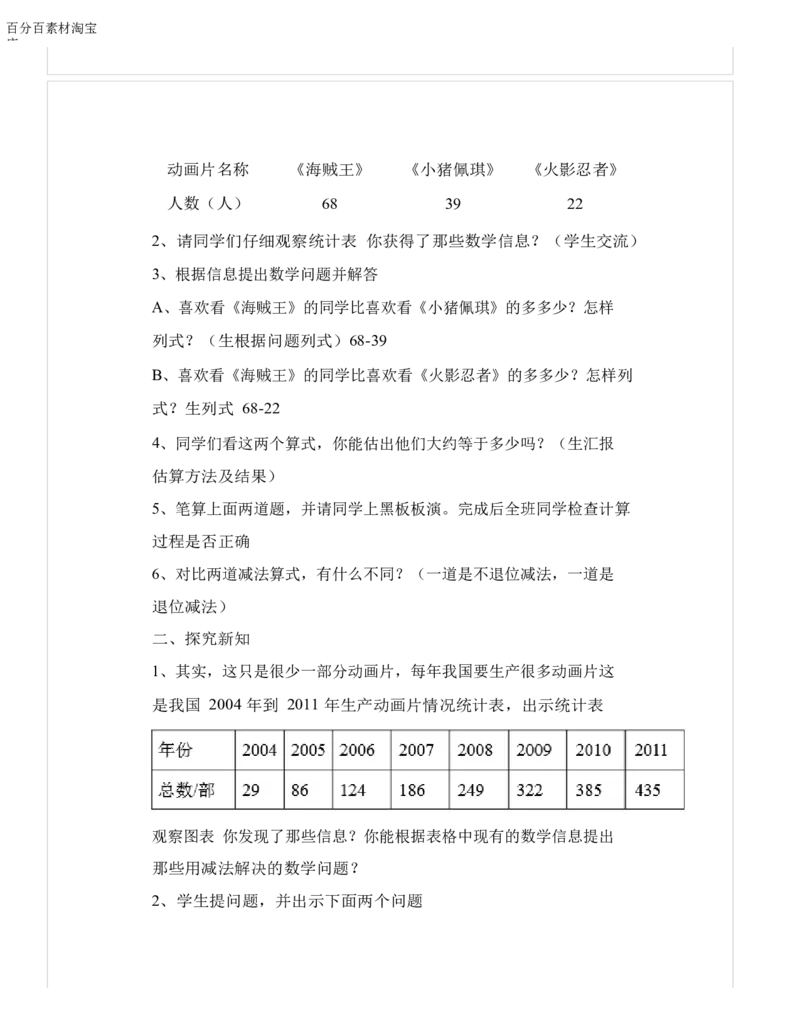 《教学设计_人教版小学数学1-6上优质公开课教学视频+课件+教案_人教版小学数学3上优质公开课_1.人教版数学公开课3上最新整理_4.万以内的加法和减法（二）》第2页预览