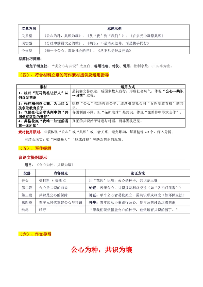 《北京人大附中语文开学考试“公心与共识”的社会理性与“一个人的战争”的内心风暴双题选作审题立意及范文_专项复习_2026年-语文专项复习_582026年高考语文各地名校模考卷作文导写》第4页预览