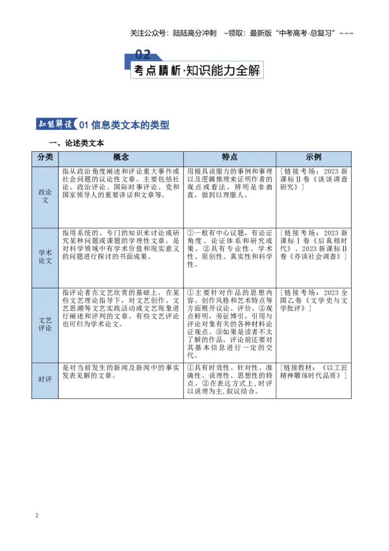 《信息类文本前备知识与教材教考关联梳理（知识清单）（全国通用）（学生版）_一轮复习_2026年-语文一轮复习_2026年高考语文一轮复习知识清单（全国通用）-G56_2026版》第2页预览