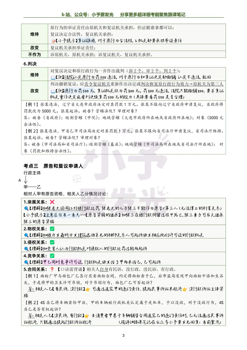 《26李佳行政法考前聚焦超详细跟课笔记-黑白版公众号：小予要发光_2026法考客观_众-H_1926ZH考前聚焦_02笔记》第3页预览
