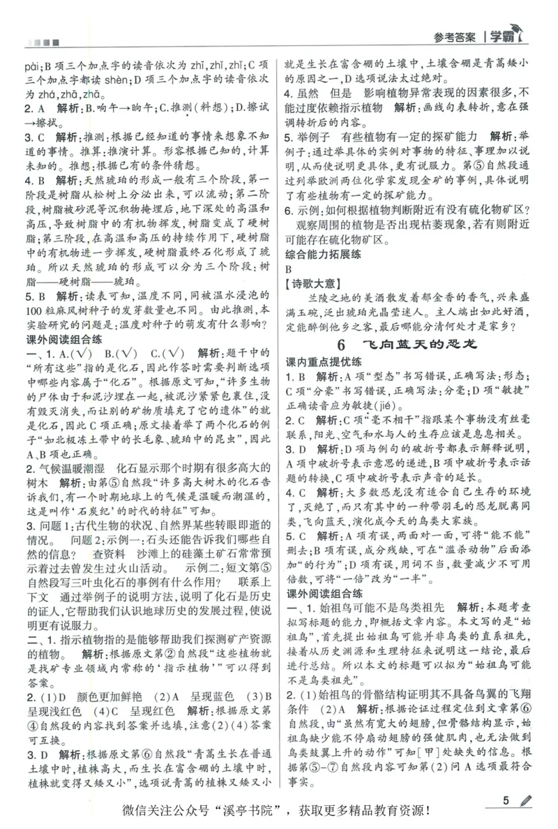 《2024春五星学霸RJ语文4下答案详解_小学学霸专题系列资料包：包括五星学霸、学霸默写、学霸作业本等资料_2024春五星学霸_2024春五星学霸4下》第6页预览
