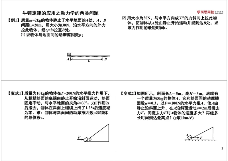 《牛顿定律的应用之动力学的两类问题-744852d9865c_学而思高三全套_高三录播课程各种版本_高三一轮二轮_21630=11964高考物理一轮总复习(含动量部分）-于亮61讲》第1页预览