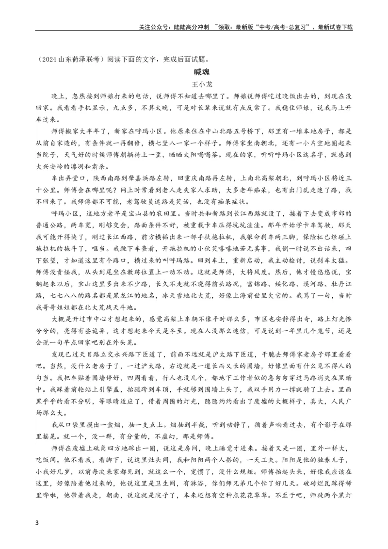 《大题03文学类文本（小说）阅读（现代文阅读Ⅱ）（解析版）_专项复习_2024年_2024年新高考语文大题突破练习题大题预测试卷训练_资料》第3页预览