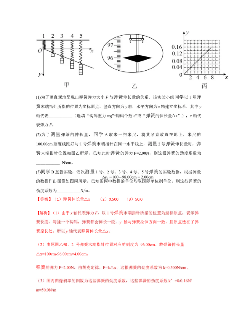 《实验2探究弹簧弹力与形变量的关系（教师版）_04-物理-高考总复习_一轮复习_2026年-物理高考一轮复习_22026届高考物理一轮复习模型解读与针对性训练_资料》第7页预览