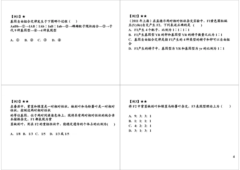 《遗传定律-自由组合定律-ca65dd3d2a2b_学而思高三全套_高三录播课程各种版本_高三一轮二轮_29709-56高考生物一轮总复习（必修+选修1、3）_第17讲：遗传定律-自由组合定律（一轮上）》第4页预览