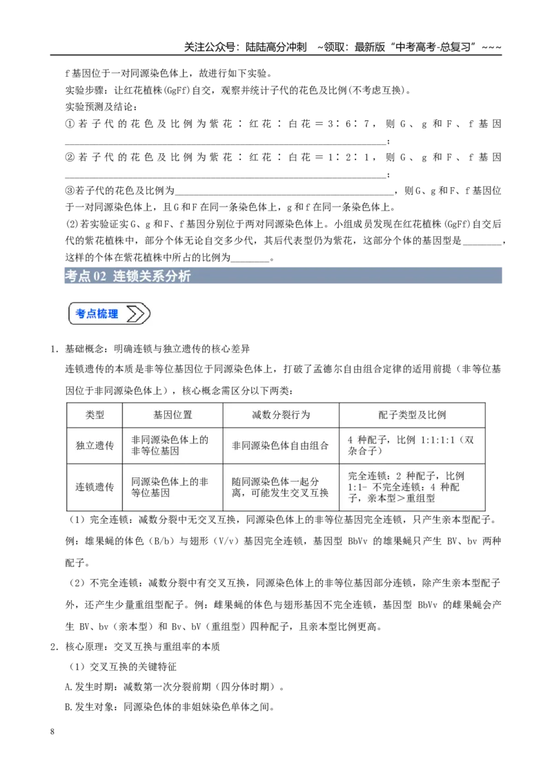 《培优专题09基因定位（高效培优讲义）（学生版）_06-生物-高考总复习_一轮复习_2026年-生物高考一轮复习_2026年高考生物一轮复习讲义+练习+课件（新教材新高考）-G55_2026版_一轮培优提升》第8页预览