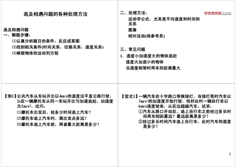 《追及相遇问题的各种处理方法-dbfa6b458345_学而思高三全套_高三录播课程各种版本_高三一轮二轮_21630=11964高考物理一轮总复习(含动量部分）-于亮61讲》第1页预览