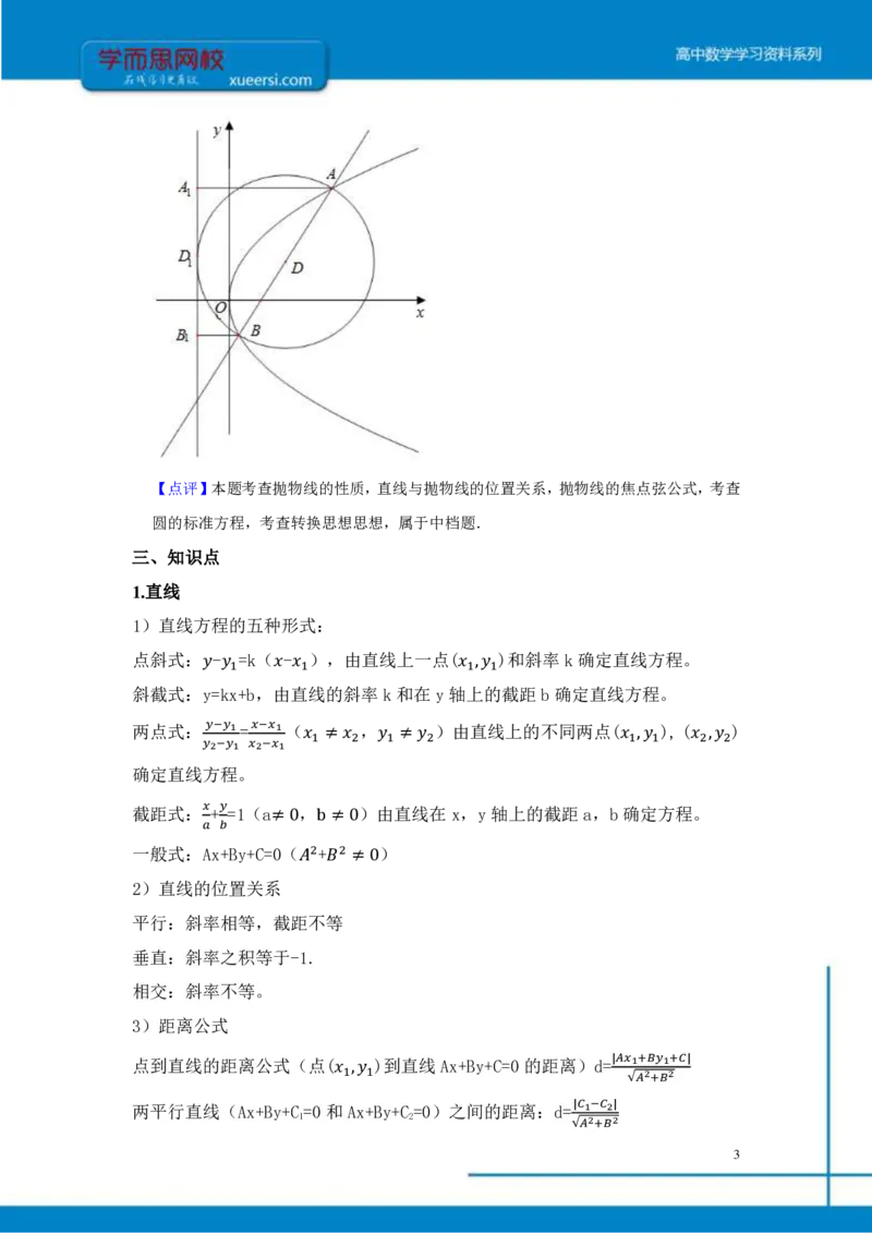 《解析几何总结-62b196e83424_学而思高三全套_2019年高三暑假直播_2019-暑高二升高三理科数学一轮复习直播凌云班（全国）10讲王侃》第3页预览