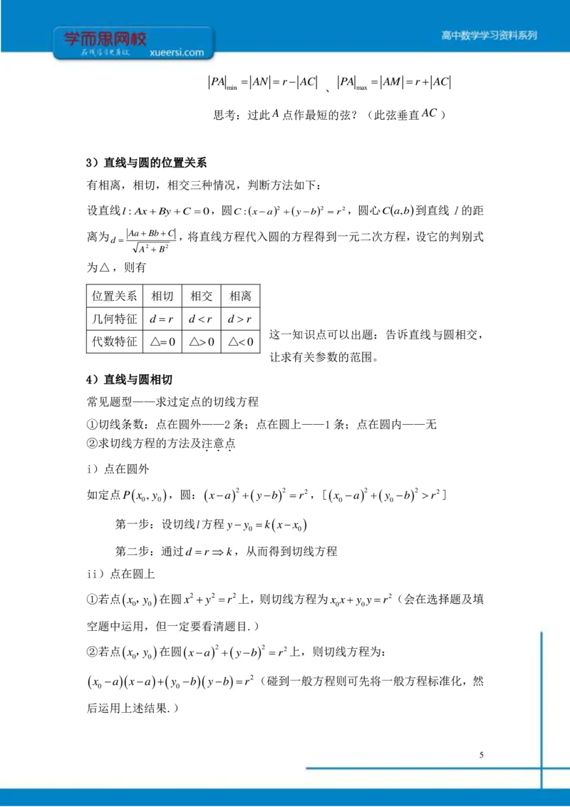 《解析几何总结-62b196e83424_学而思高三全套_2019年高三暑假直播_2019-暑高二升高三理科数学一轮复习直播凌云班（全国）10讲王侃》第5页预览