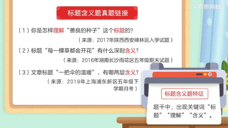 《小达老师五年级春季第二讲补充ppt-5e6393785bd1_小学学而思全套_五年级全套_五年级2020年暑-2021年的直播课_2021年春季课程五年级_02.第2讲阅阅读技法——标题含义与作用分析》第4页预览