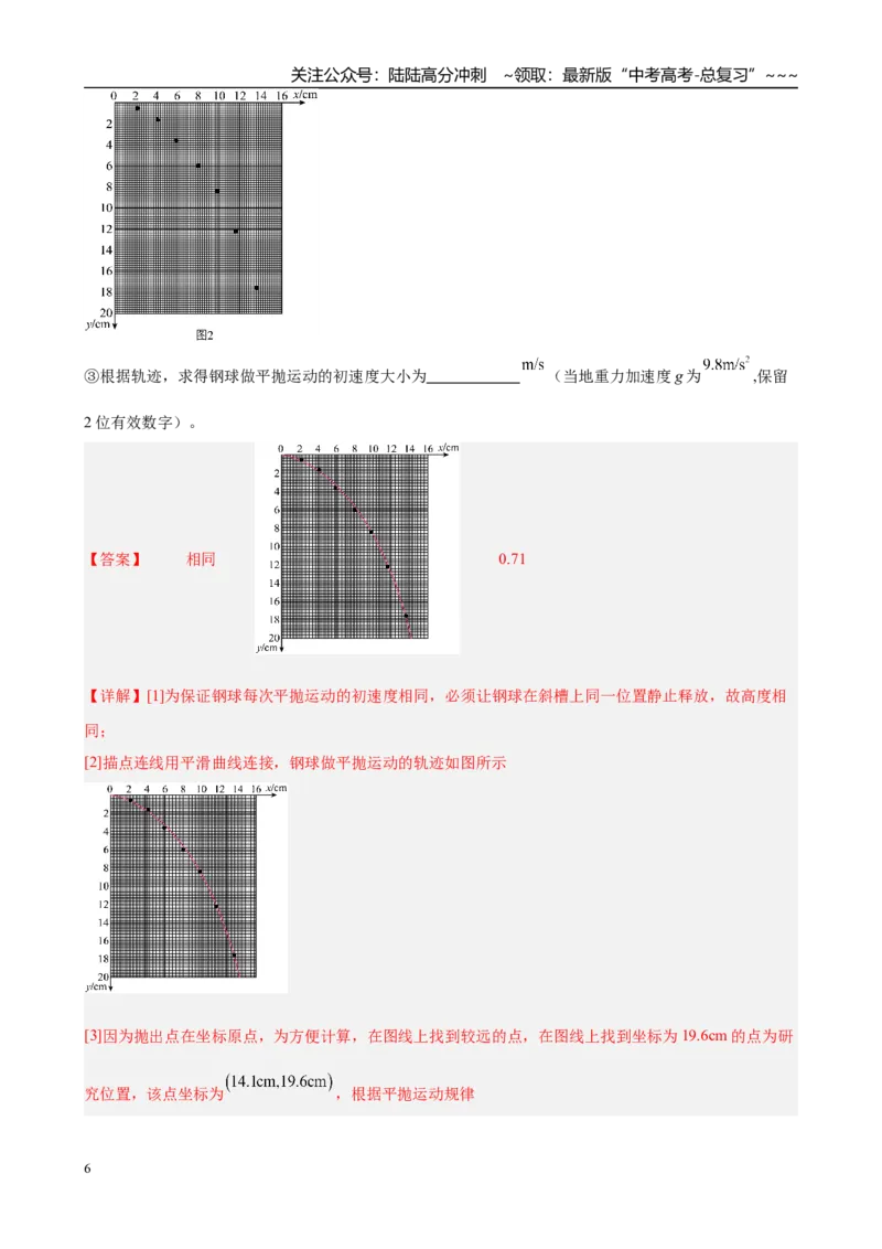 《实验五　探究平抛运动的特点（教师版）_04-物理-高考总复习_一轮复习_2026年-物理高考一轮复习_2026年高考物理一轮复习·知识清单（新高考通用）-G365_资料》第6页预览