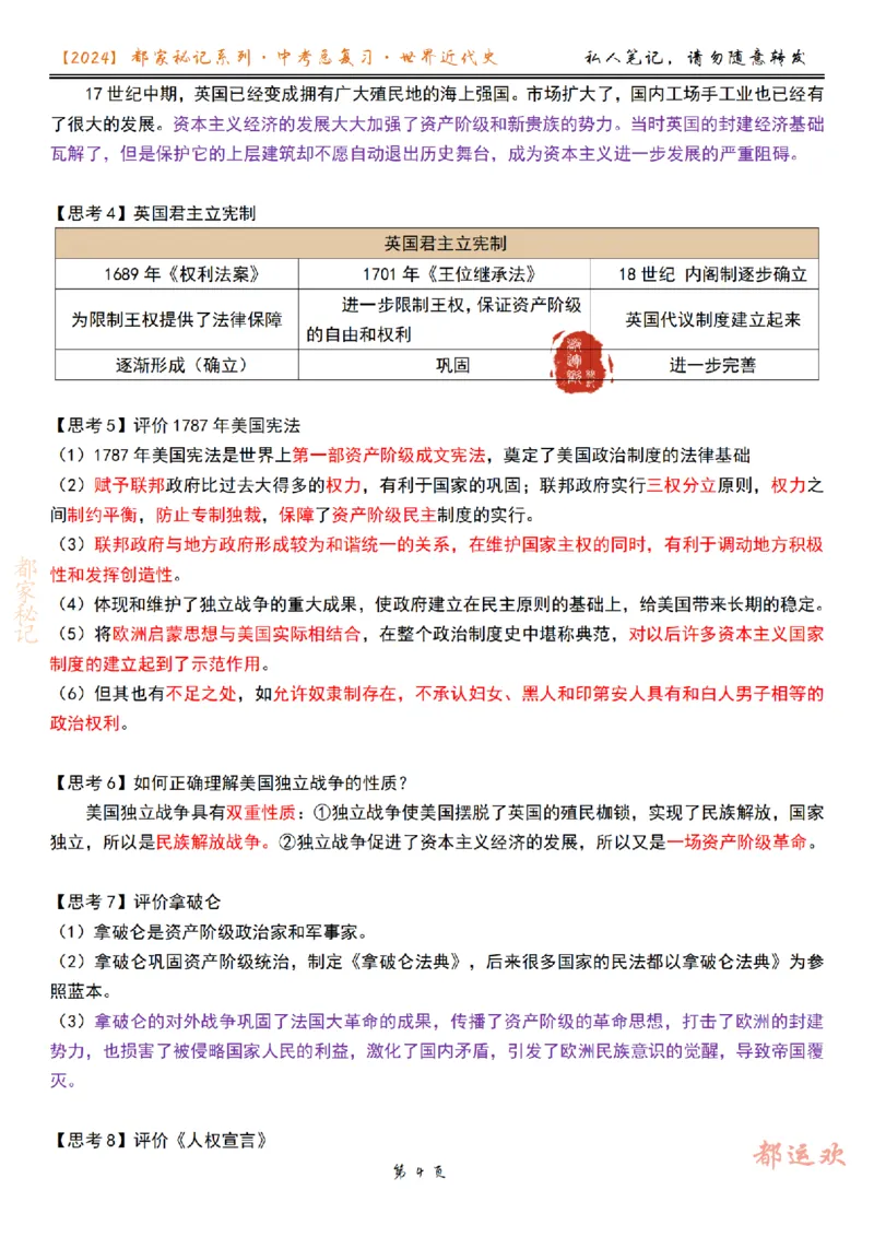 《第4讲-08e40a0f80f3_学而思初中3年级_2024春下初三_初三历史培训班（春下·全国版·A+）_5.一轮复习资本主义制度的确立和扩展》第4页预览