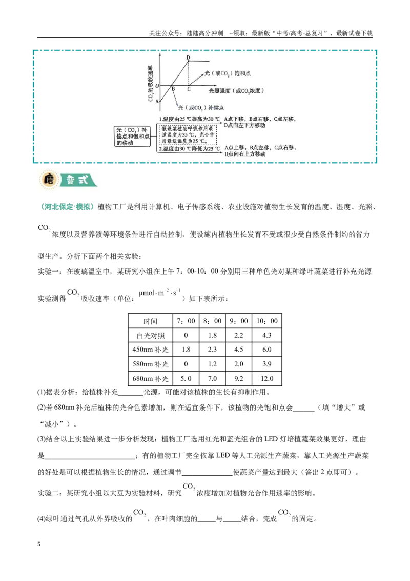 《大题01光合作用（黑吉辽蒙专用）（学生版）_06-生物-高考总复习_专项复习_2025年_2025年高考生物大题突破+限时集训（黑吉辽蒙专用）》第5页预览