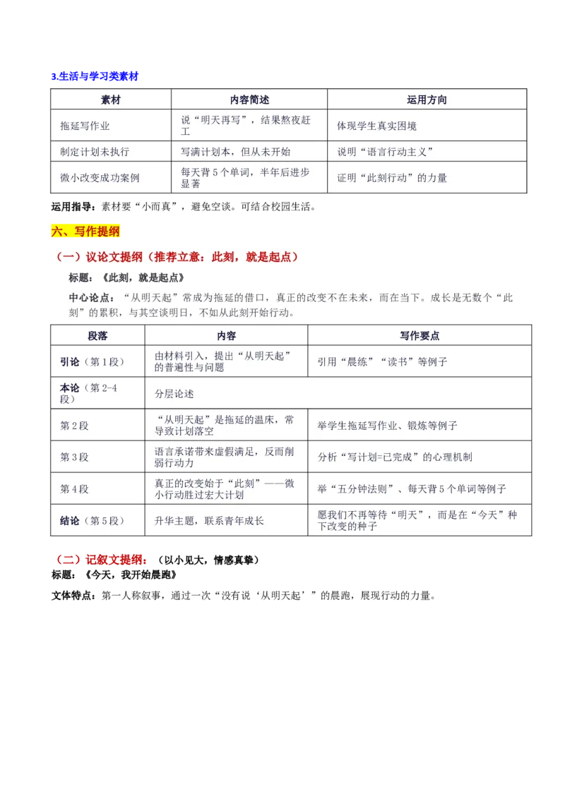 《安徽省“江南十校”新第一次综合素质检测“此刻，就是起点”_专项复习_2026年-语文专项复习_582026年高考语文各地名校模考卷作文导写》第4页预览