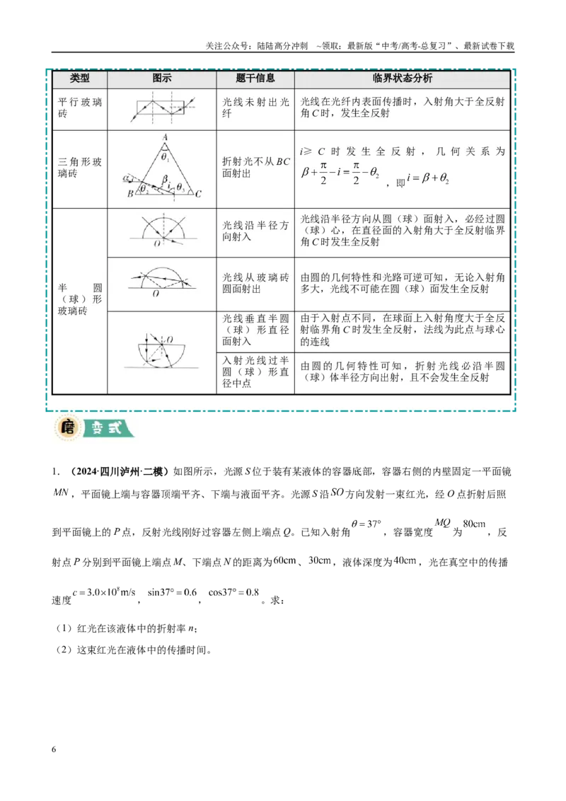 《大题11机械波与光的折射和全反射的综合应用（2大题型）（学生版）_04-物理-高考总复习_专项复习_2025年_2025年高考物理大题突破+限时集训（黑吉辽蒙专用）》第6页预览