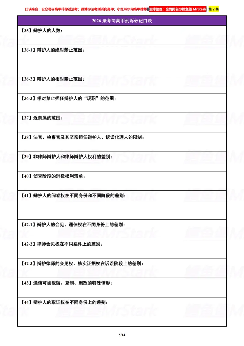 《挖空默写26向高甲刑诉-口诀汇总-第2关-口诀默写_2026法考客观_众-H_26法考口诀_26向高甲刑诉口诀》第5页预览