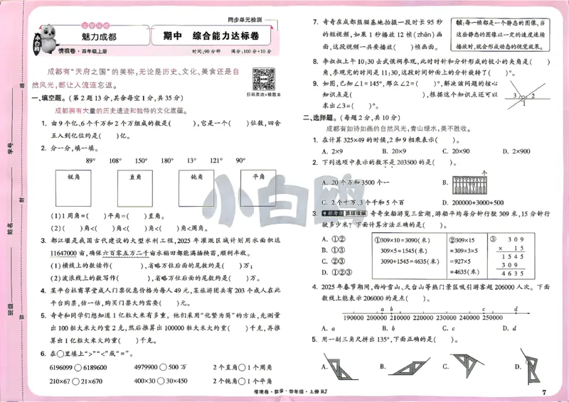 《4上数学RJ小白哦情境卷主卷_2027版小学《小白鸥情境卷》1-5年级（数学）（人教）》第10页预览