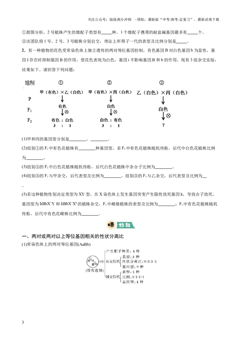 《大题02遗传规律及其应用（原卷版）_06-生物-高考总复习_三轮冲刺_大题精做冲刺2025年高考生物大题突破+限时集训（新高考通用）》第3页预览