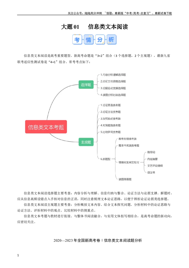 《大题01信息类文本阅读（现代文阅读Ⅰ）（原卷版）_专项复习_2024年_2024年新高考语文大题突破练习题大题预测试卷训练_资料》第1页预览