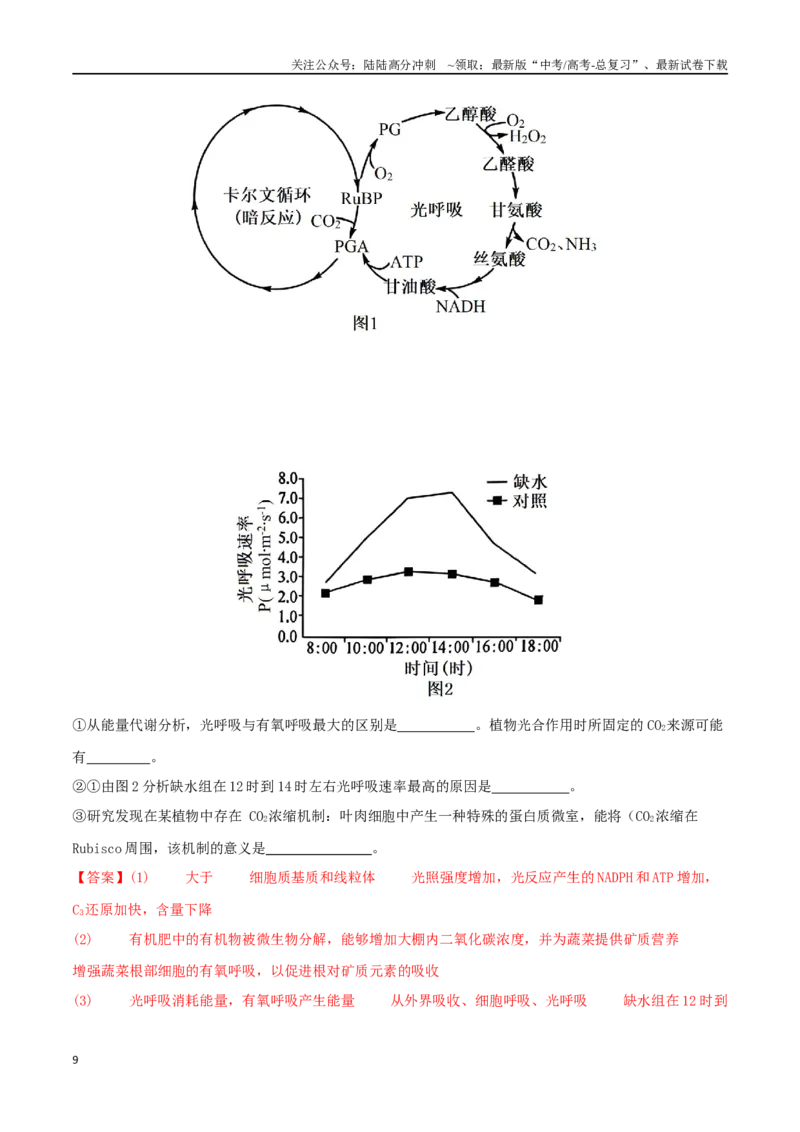 《微专题02植物生理及农作物增产（解析版）_06-生物-高考总复习_二轮复习_2024年_2024高三生物高考二轮复习热点命题专题真题模拟题_资料》第9页预览