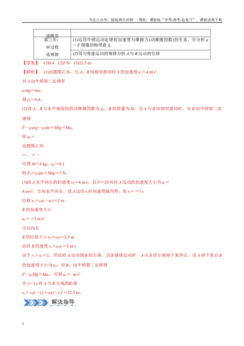 《大题05板块模型（解析版）_04-物理-高考总复习_专项复习_2024年_2024年新高考物理大题突破练习题限时集训试卷练习_资料》第2页预览