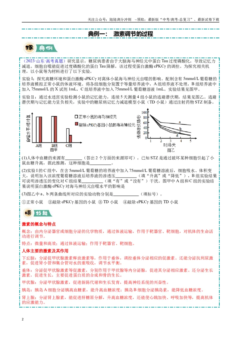 《大题03生命活动调节类（学生版）_06-生物-高考总复习_专项复习_2025年_2025年高考生物大题突破+限时集训（安徽专用）》第2页预览