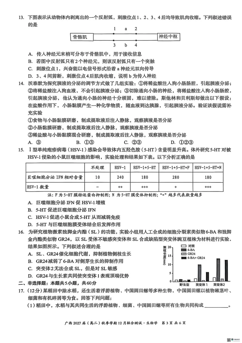 《邕衡名校·广西2025-12月联考高二生物试卷_20272025-2026学年高二上学期《联考+联盟类试卷合集》全国多省全科(57套)》第3页预览