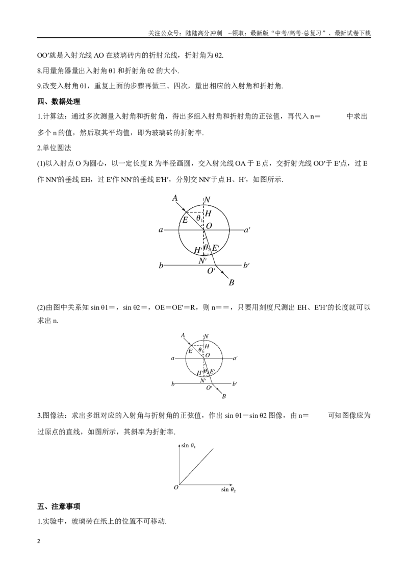 《实验十四：测量玻璃的折射率（解析版）_04-物理-高考总复习_一轮复习_2024年_2024年高考物理一轮重难点复习_资料》第2页预览