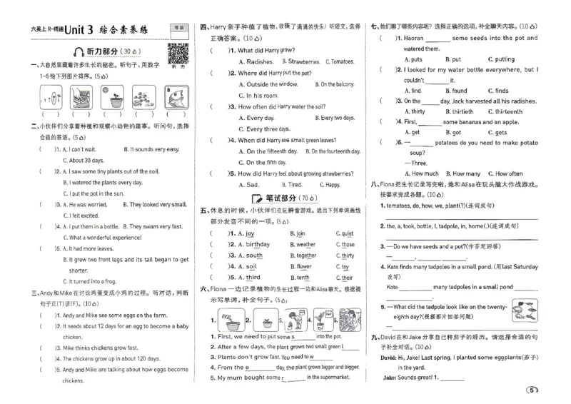 《R精通六上综合测评卷_2026秋小学《典中点》3-6上英语（人教精通版）_6上》第5页预览